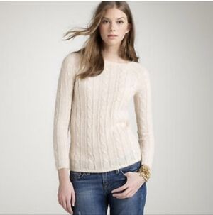 J. Crew Lightweight Mohair Wool Blend Cableknit Sweater